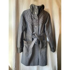 Women’s Gray Cozy Knit Button Up Coat by Green with Envy Size Large